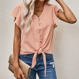 Tie Front Flutter Sleeve Blouse  *ALL ITEMS ARE NEW, FROM MY CLOSED BOUTIQUE*
